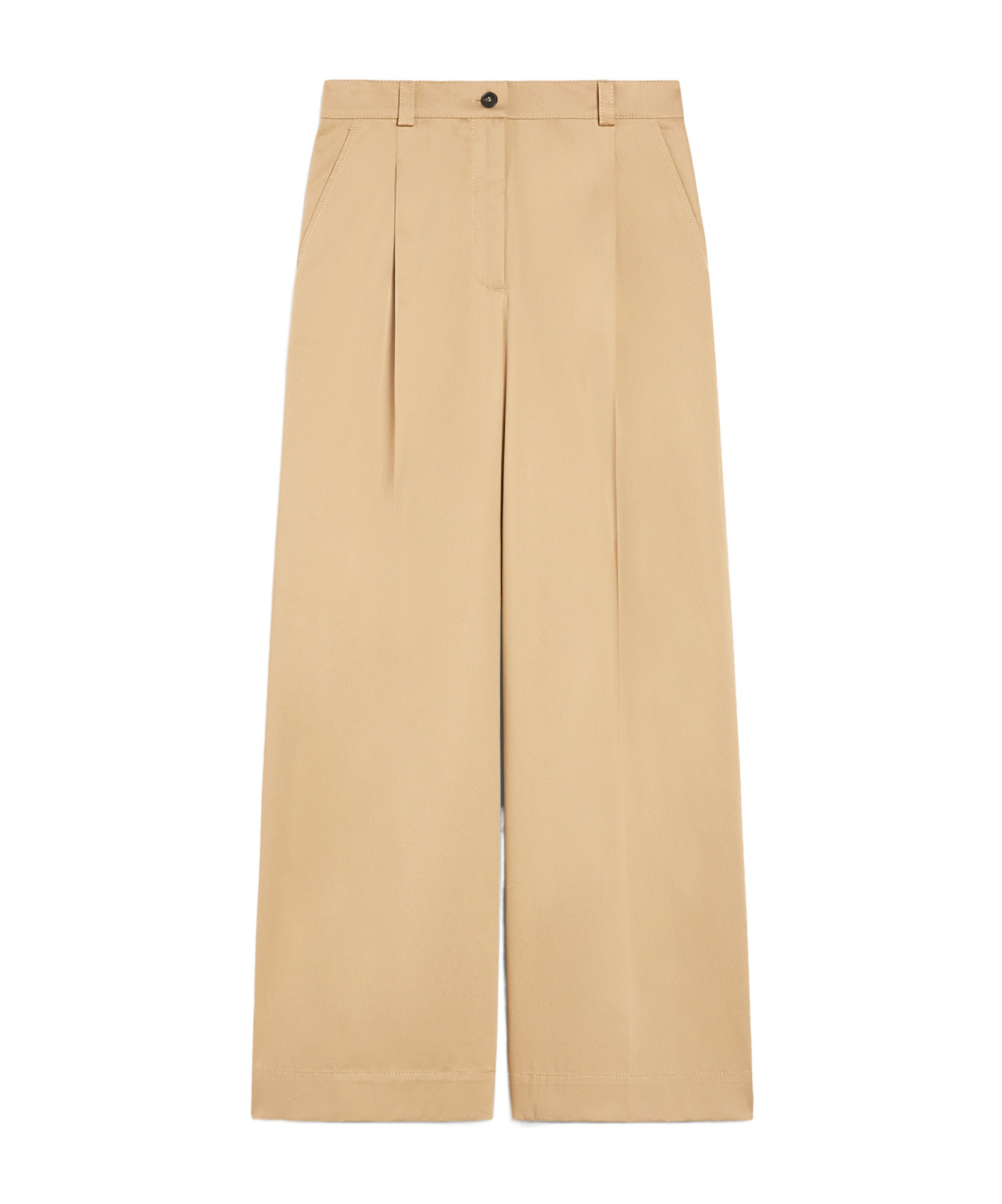 Weekend Max Mara Wool Canvas Wide-leg Pants In Nude