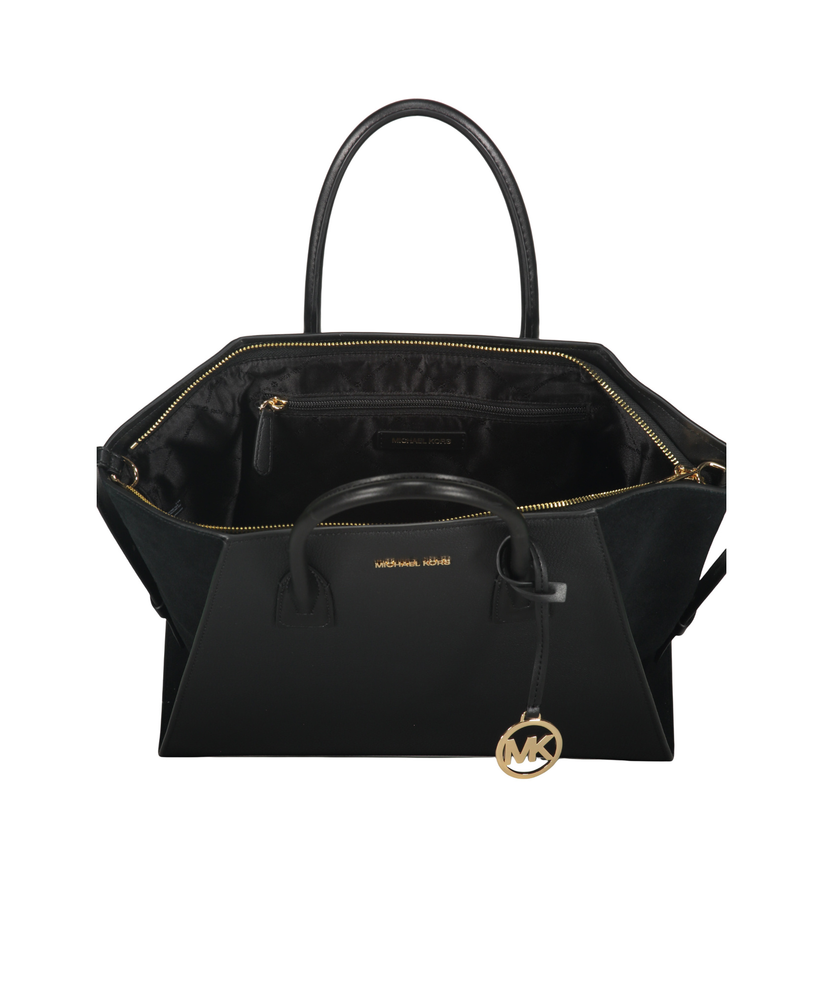 Michael Kors Avril Leather Top-zip Tote Bag In Black