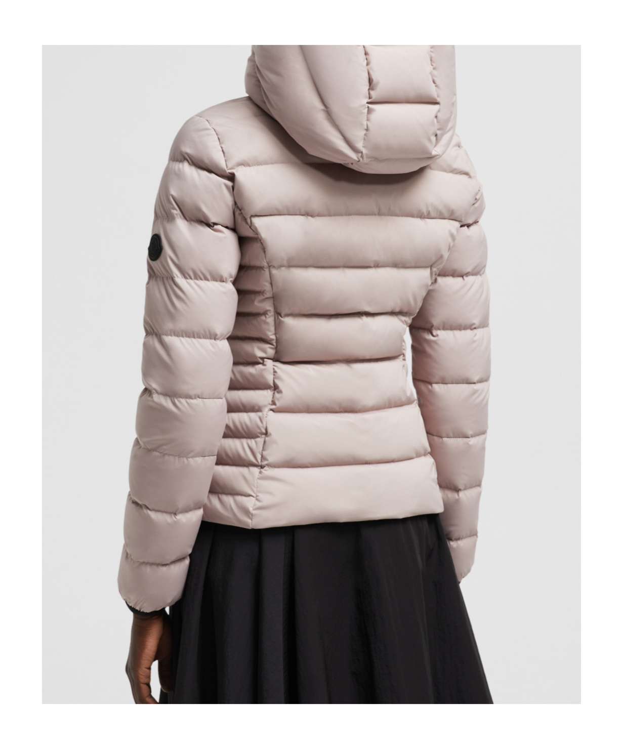 Shop Moncler Herbe Short Down Jacket In Nude