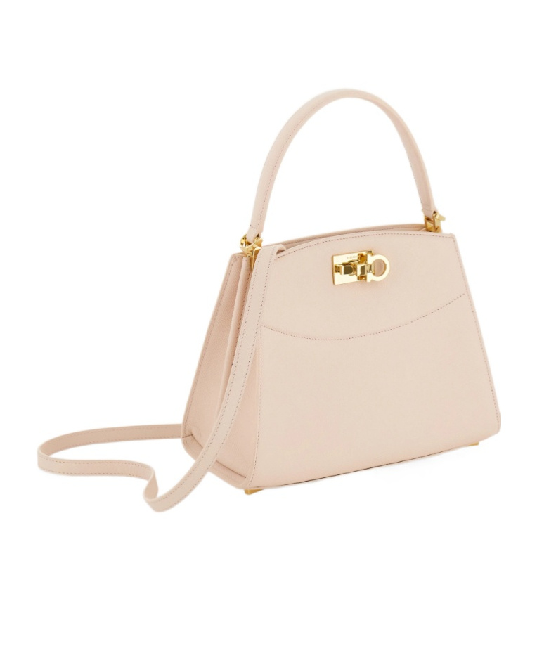 Ferragamo Pastel Pink Leather Small Studio Box Handbag In Pink
