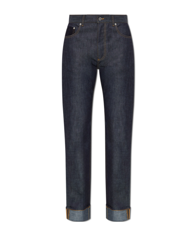Bottega Veneta Womens Indigo Folded-cuffs Straight-leg Denim Jeans