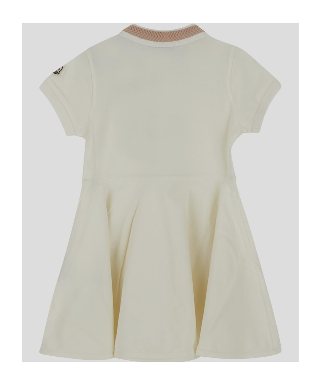 Moncler Enfant Logo Embroidered Flared Polo Dress In White