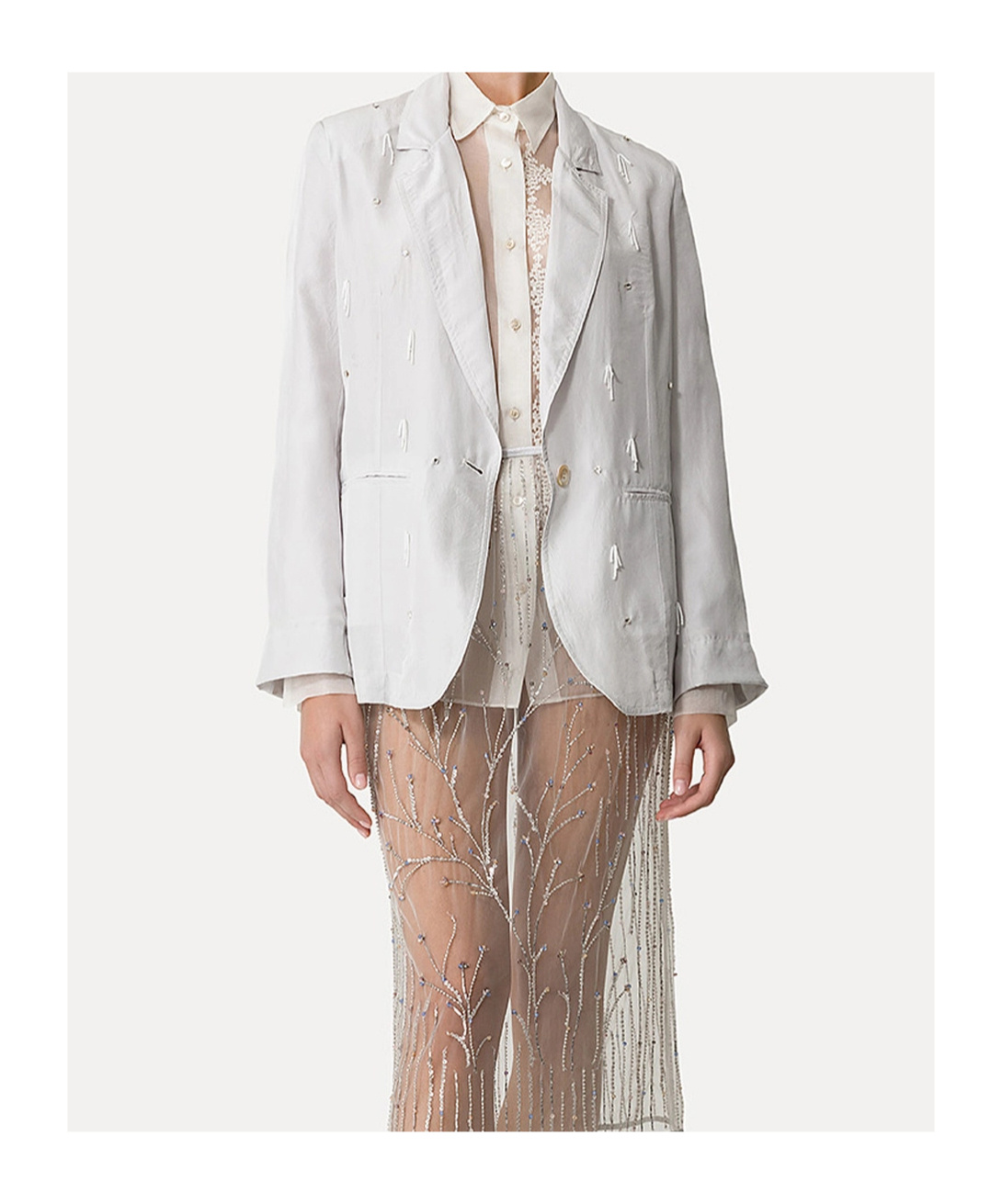 Forte Forte Jacket In Habotai Silk With Beadwork In Gray