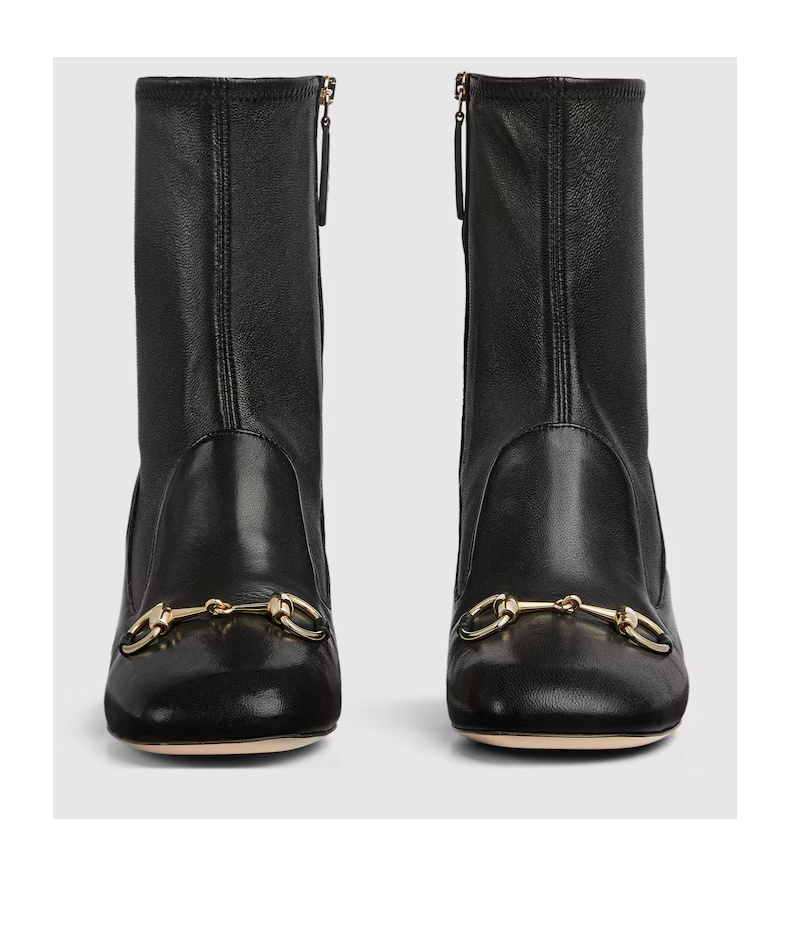 Gucci 75 Horsebit Leather Boots In Black