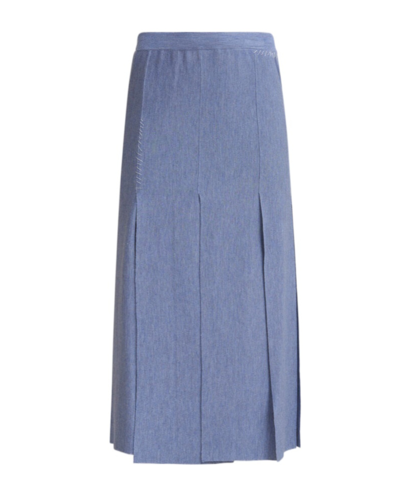 Marni Slit-detail Fine-knit Midi Skirt In Blue