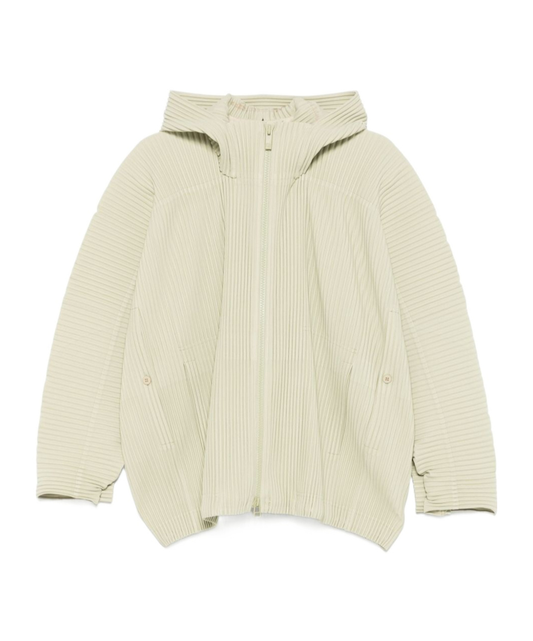 Issey Miyake Hooded Ribbed Texture Front Pockets Long Sleeves