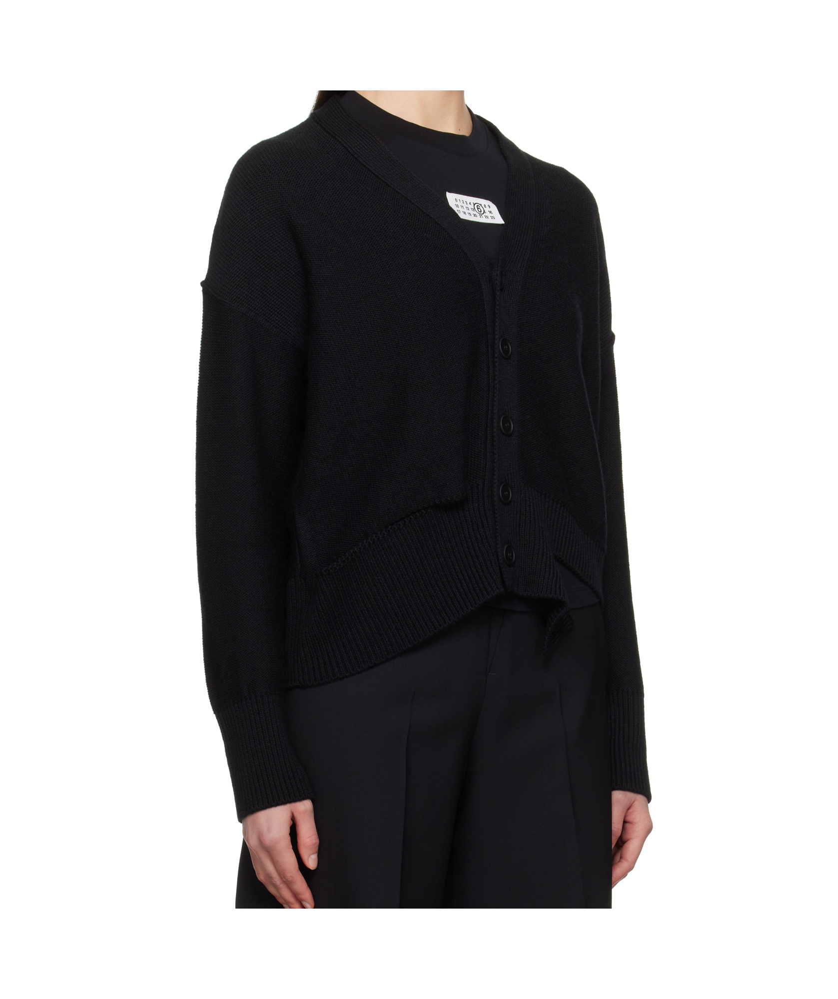 Mm6 Maison Margiela Mm6 By Maison Margiela Relaxed Fit Black Wool Knit Cardigan