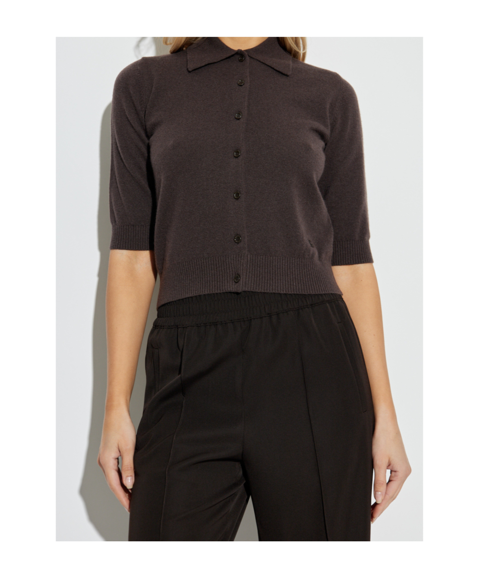 Dolce & Gabbana Short-sleeve Buttoned Cardigan In Brown