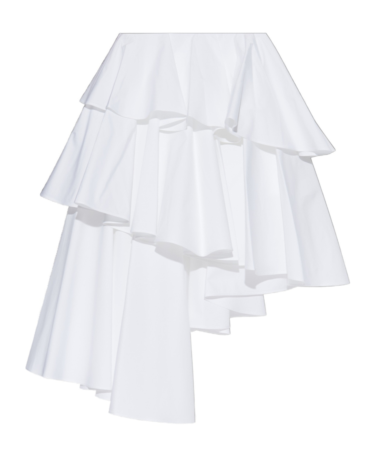 Alaïa Womens Blanc Spiral Ruffled Cotton-poplin Midi Skirt In White