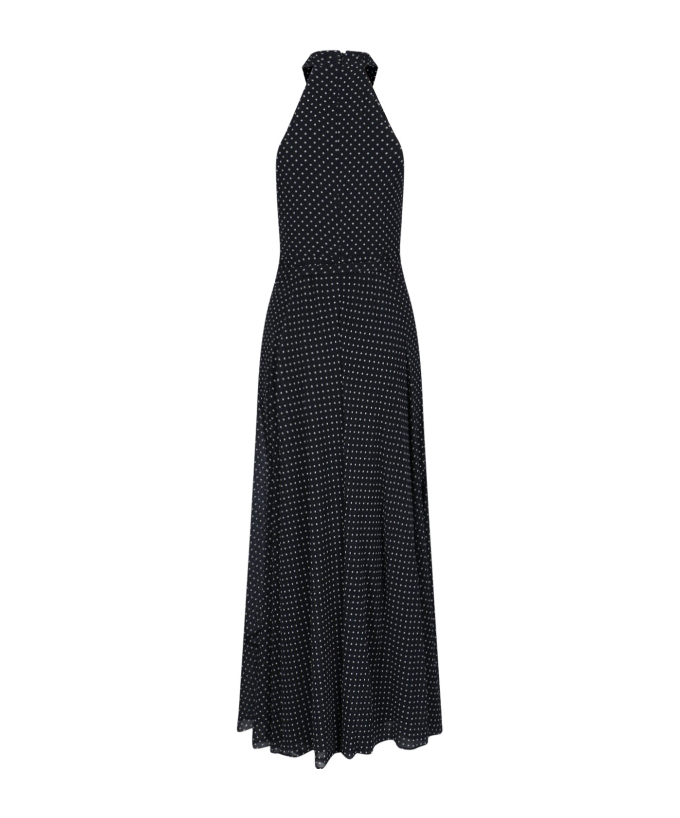 Polo Ralph Lauren Halter Neck Belted Waist Sleeveless Maxi Dress In Black