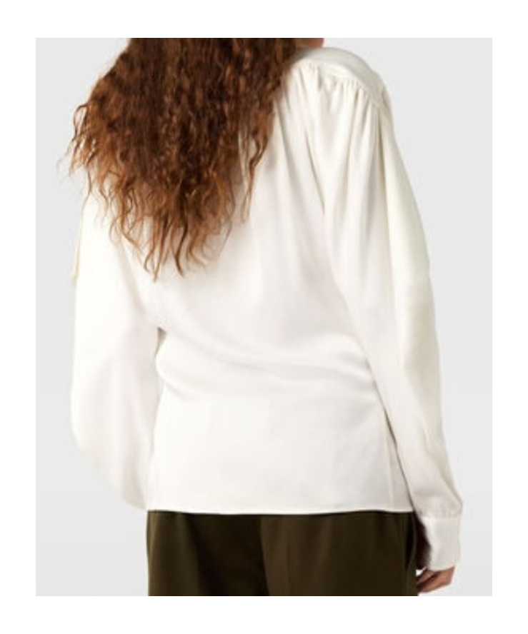 Stella Mccartney Neck-tie Shoulder Pad Long-sleeve Shirt In White