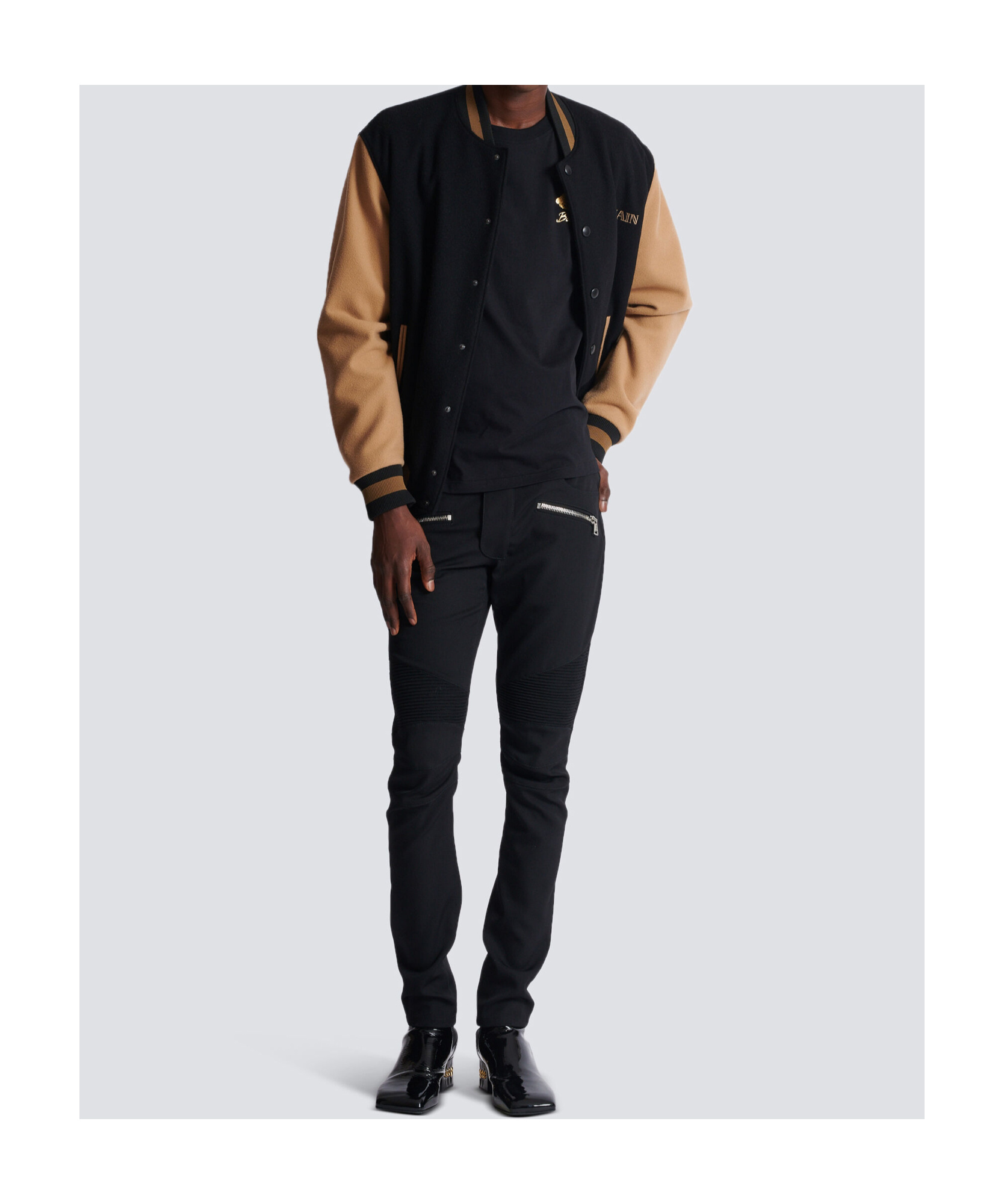 Balmain Black Crewneck T-shirt With Logo Detail On The Front In Black