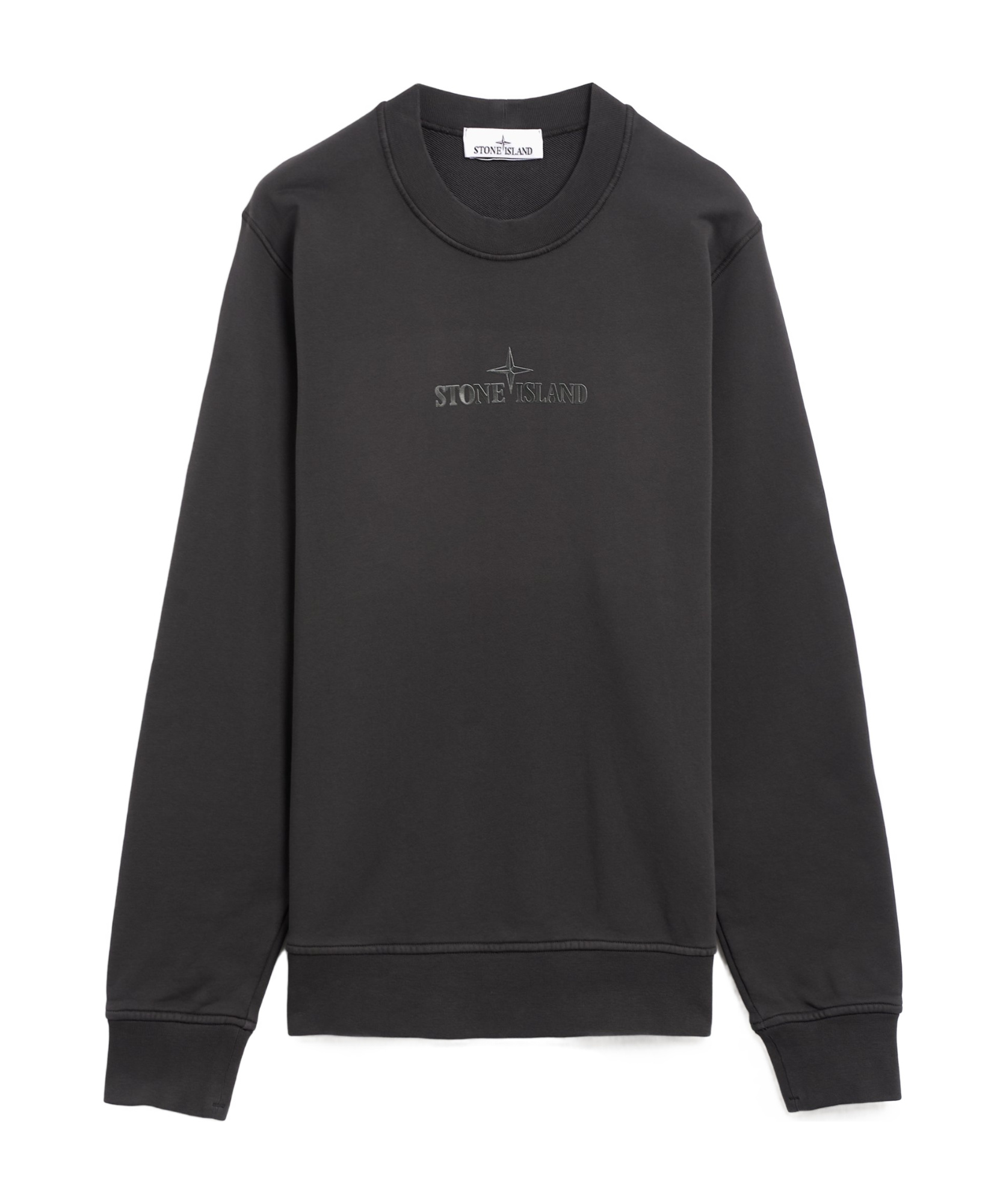 Stone Island Logo Printed Crewneck Sweatshirt In Black