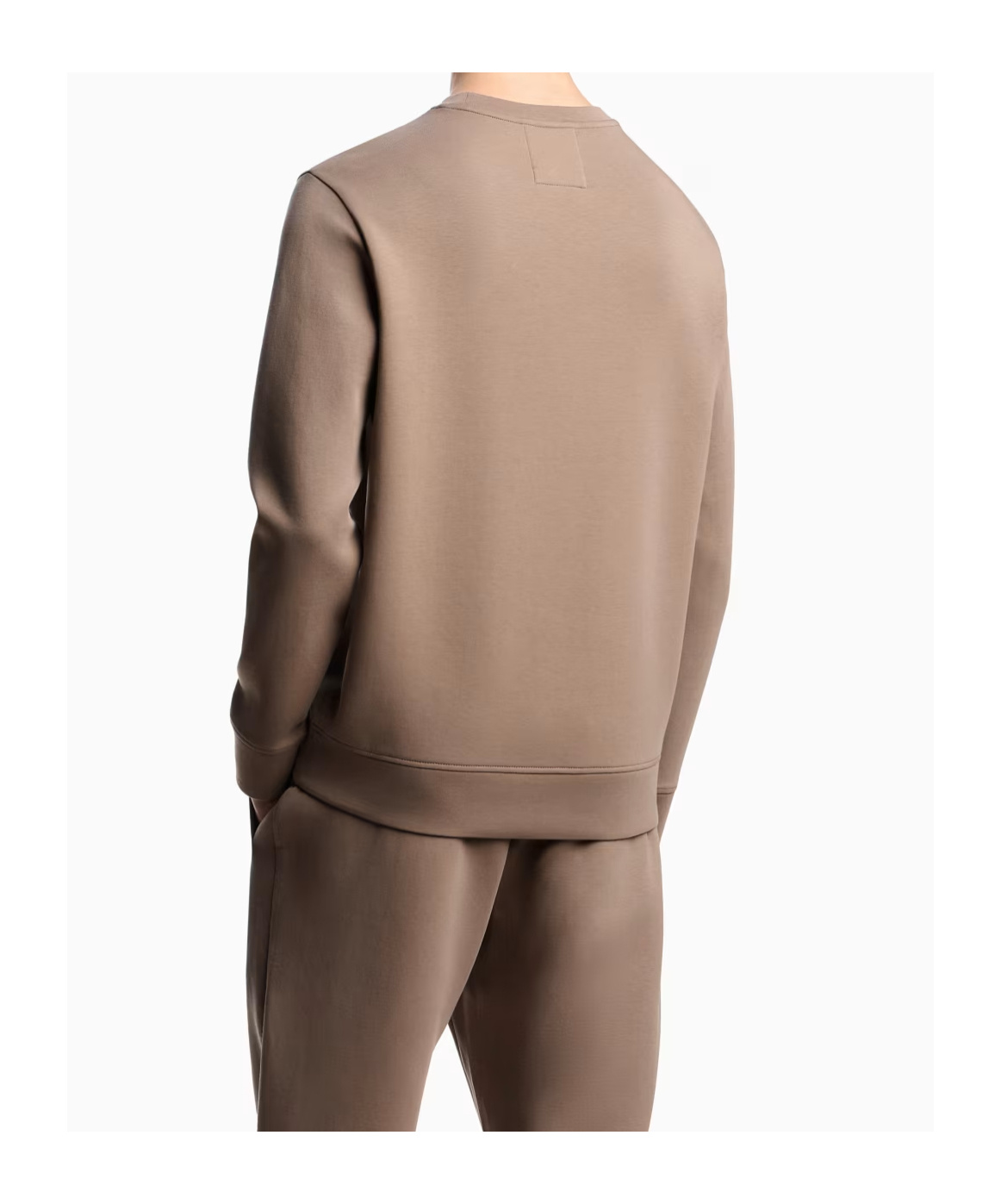 Emporio Armani Double-jersey Sweatshirt With Micro Logo Patch In Brown