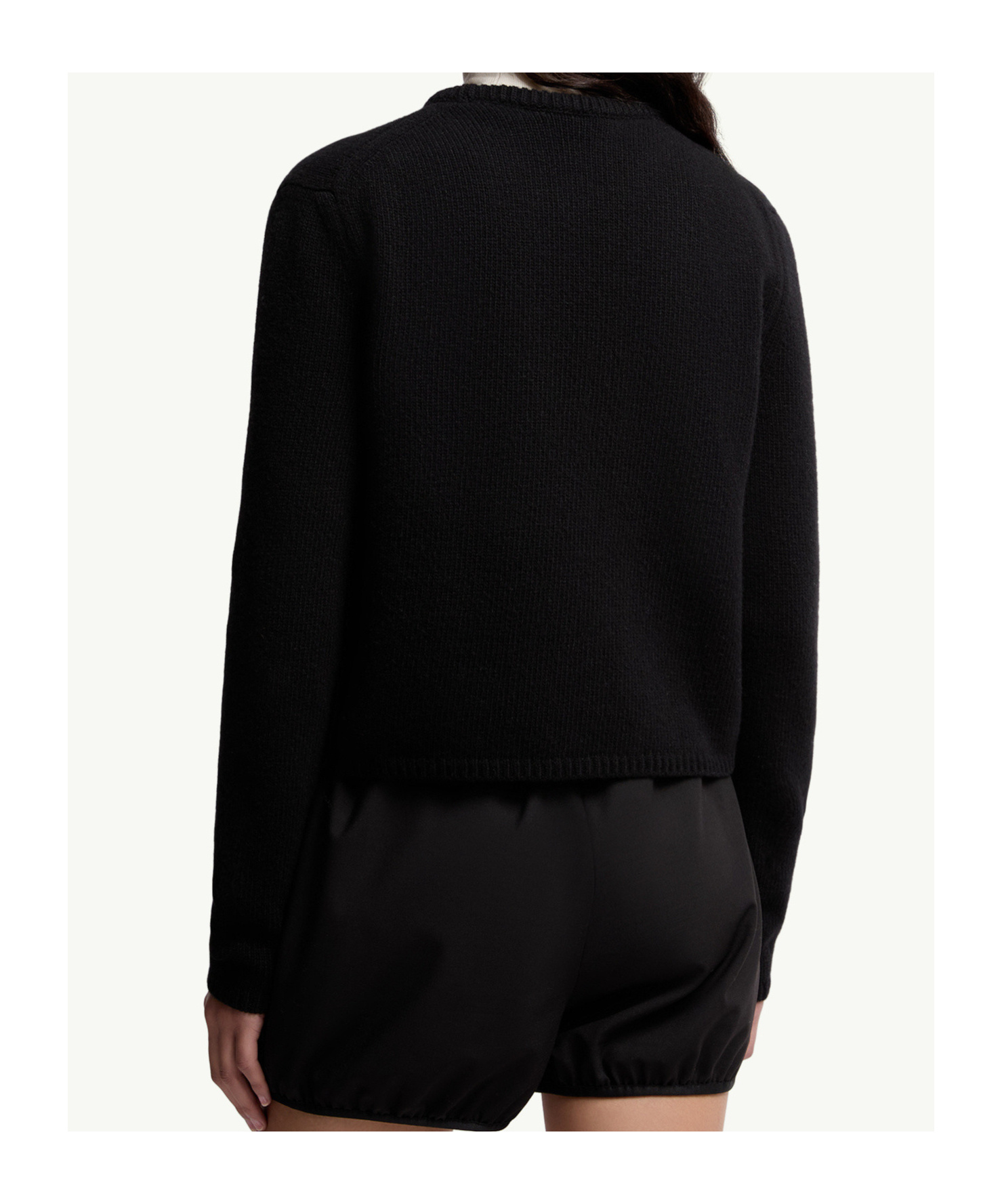 Moncler Embroidered Logo Wool Blend Sweater In Black