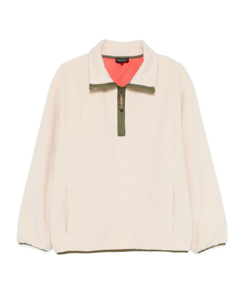 Apc Island Fleece Sweater With Contrast Detailing In Neutral