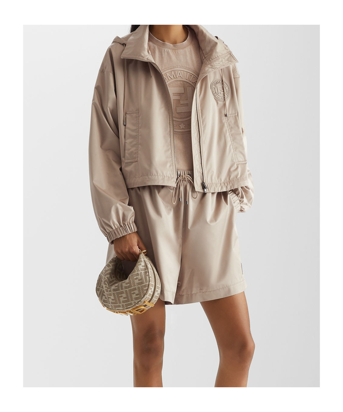 Fendi Hooded Jacket In Nude