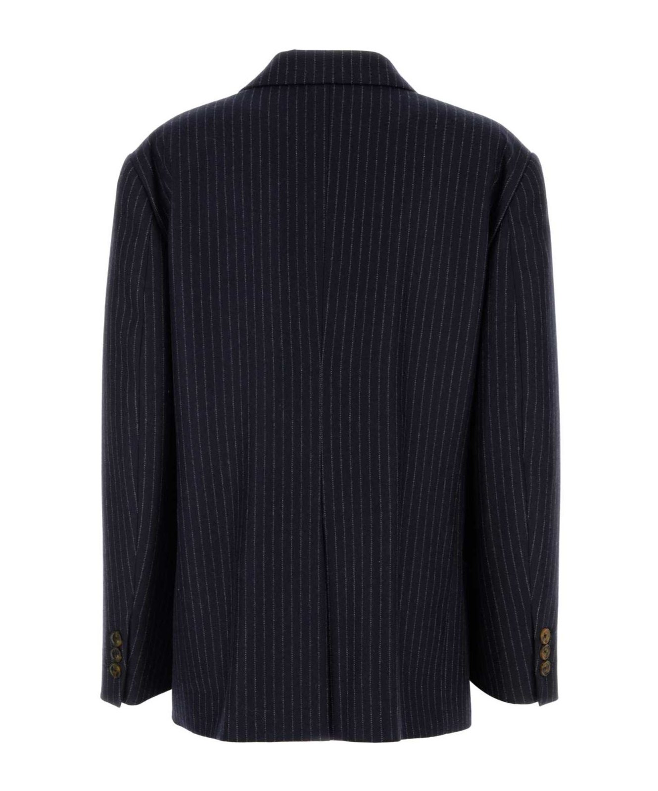 Blazé Milano Charmer Wool And Cashmere Double-breasted Pinstripe Blazer In Black
