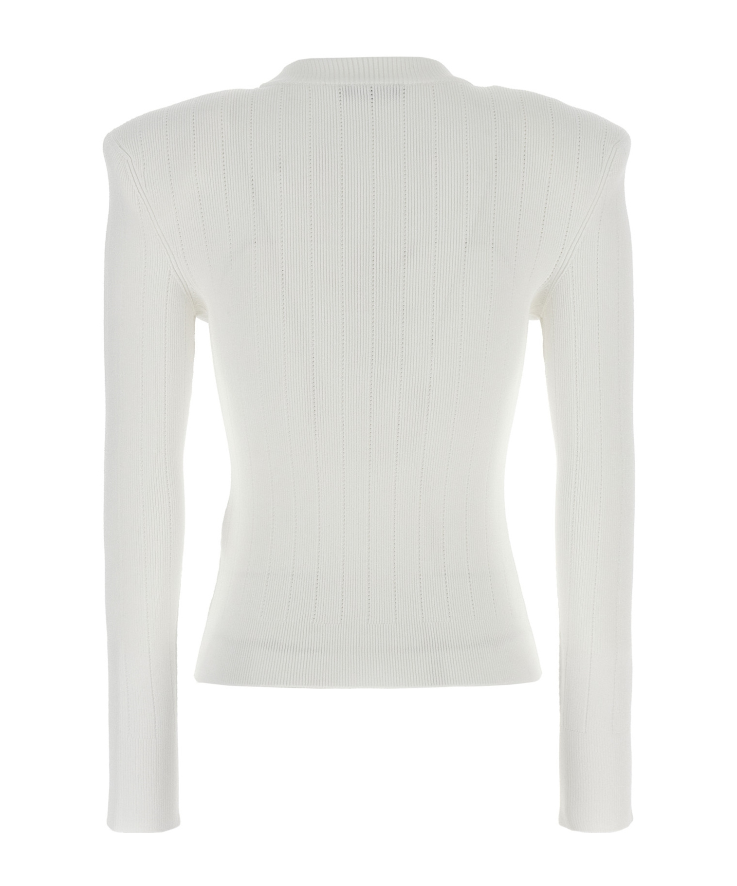 Shop Balmain Gold-tone Buttons Sweater In White