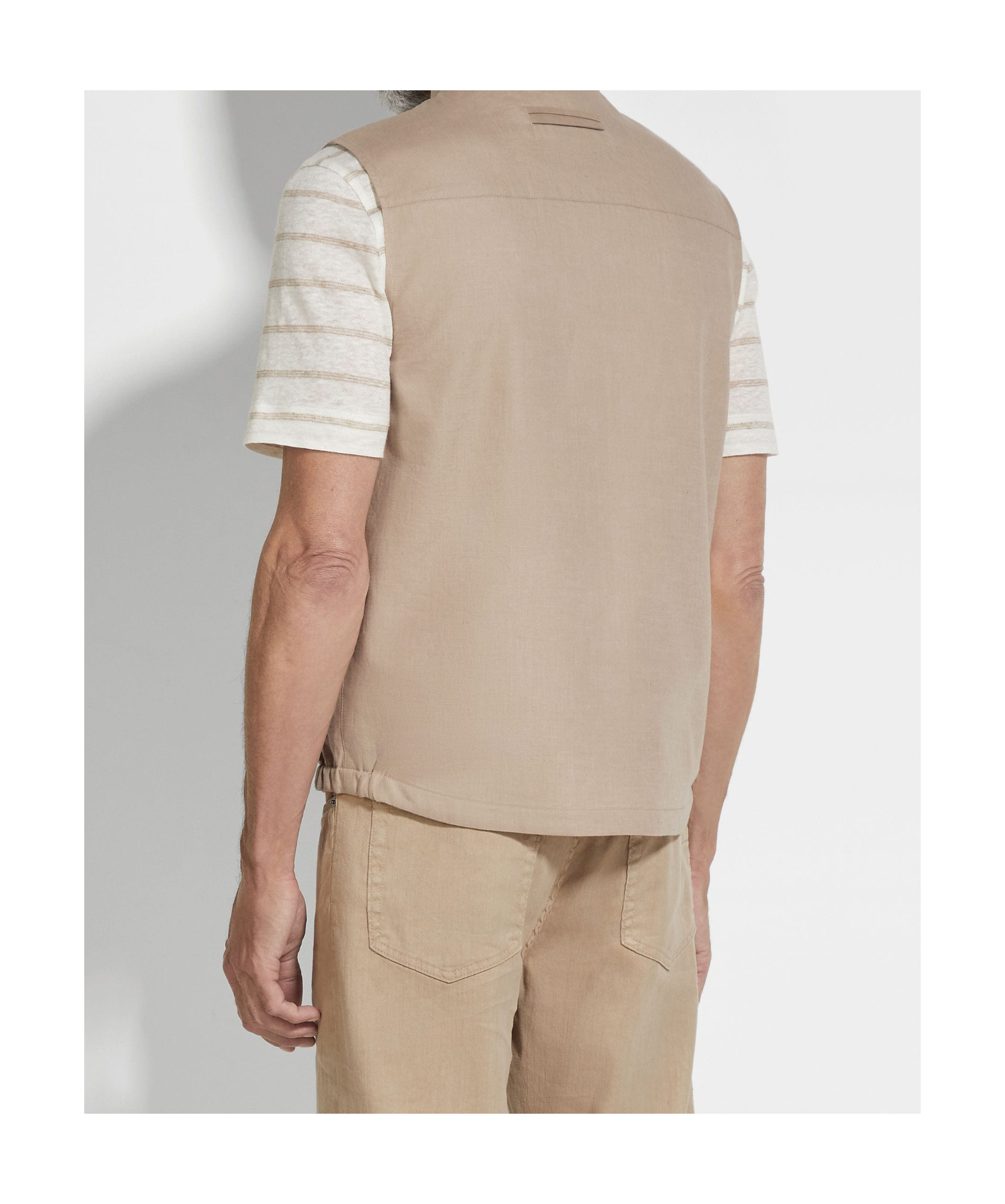 Zegna Oasi Lino Zipped Vest In Neutral