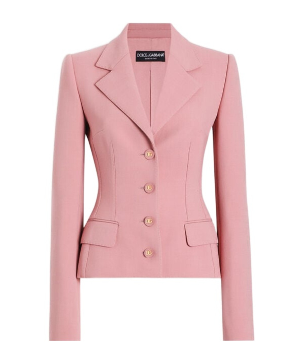 Dolce & Gabbana Single-breasted Wool Blazer In Pink