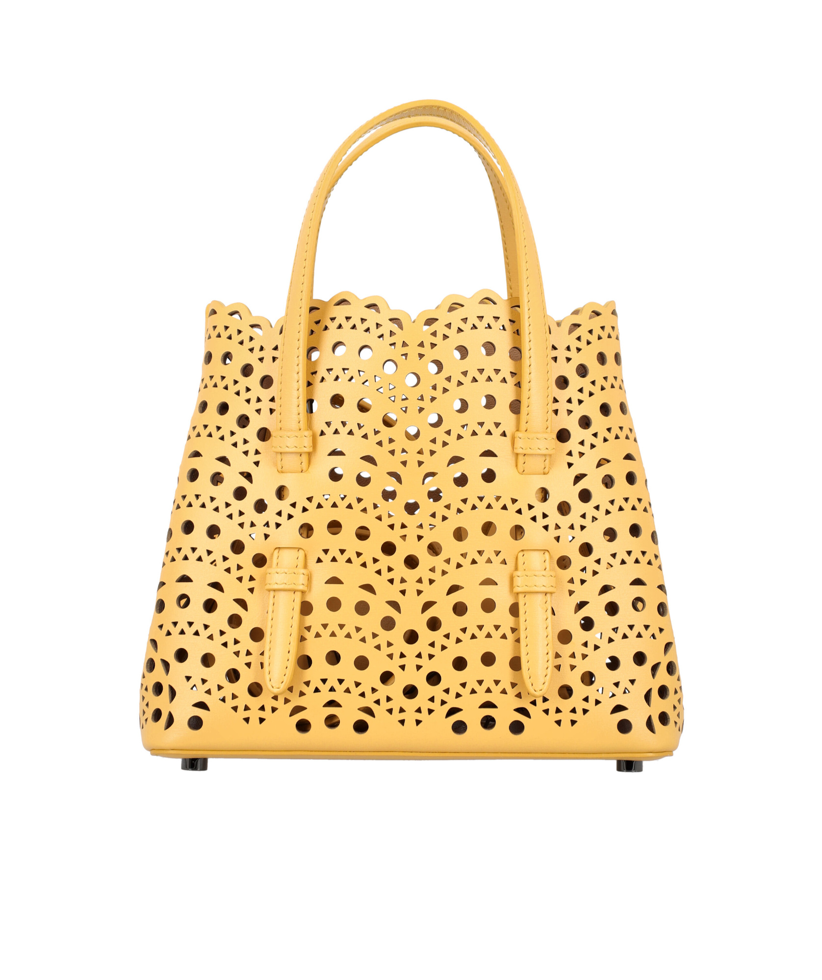 Alaïa Mini Mina Leather Tote Bag In Yellow