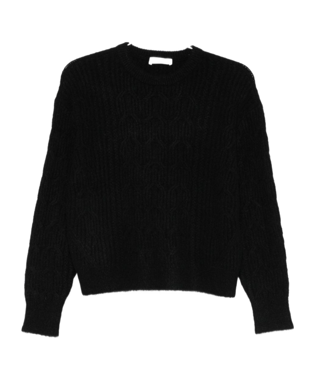Twinset Cable-knit Crew-neck Top In Black