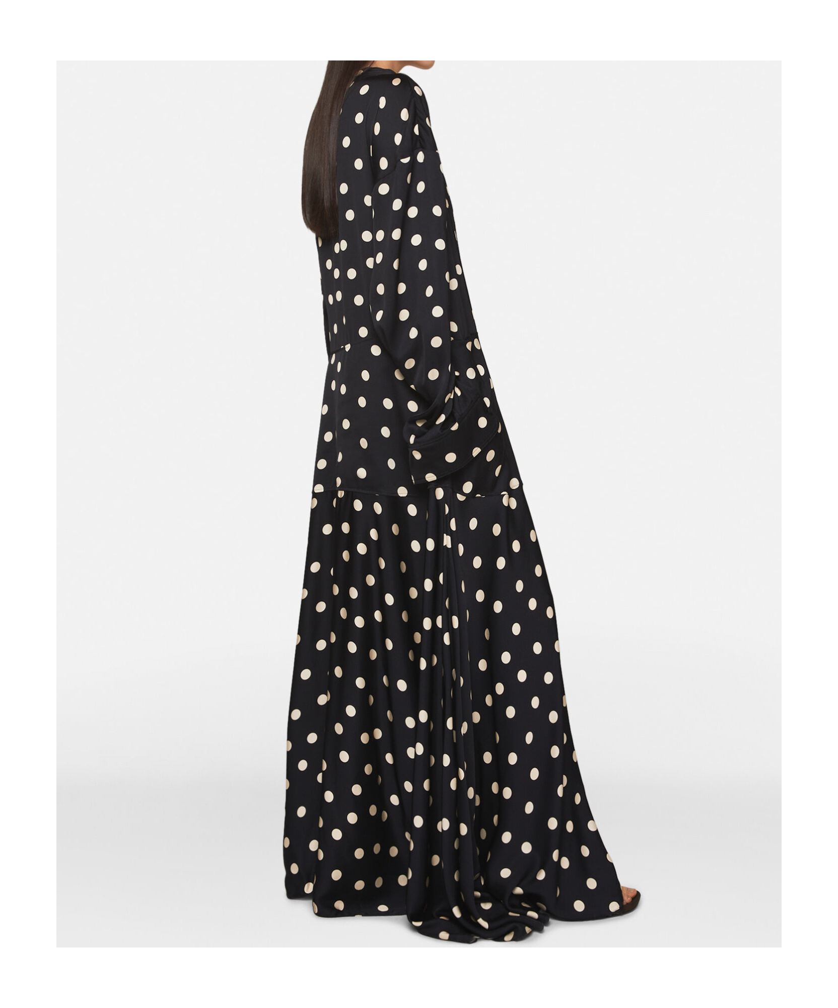 Stella Mccartney Long-sleeve Polka Dot Maxi Dress In Black