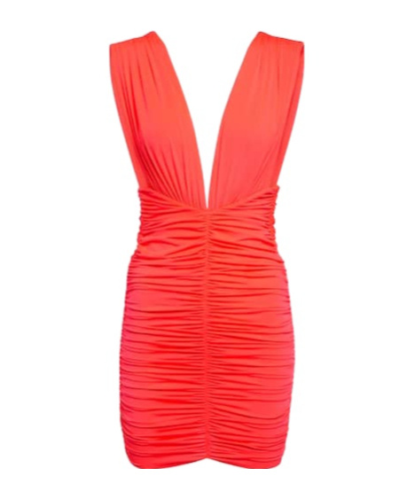 Alex Perry Keanen Ruched Minidress In Orange