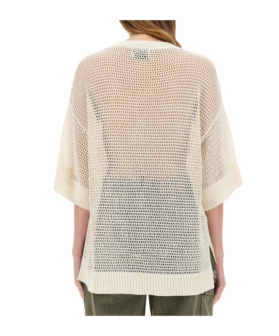 Moschino Logo Mesh Oversize Knitwear In White