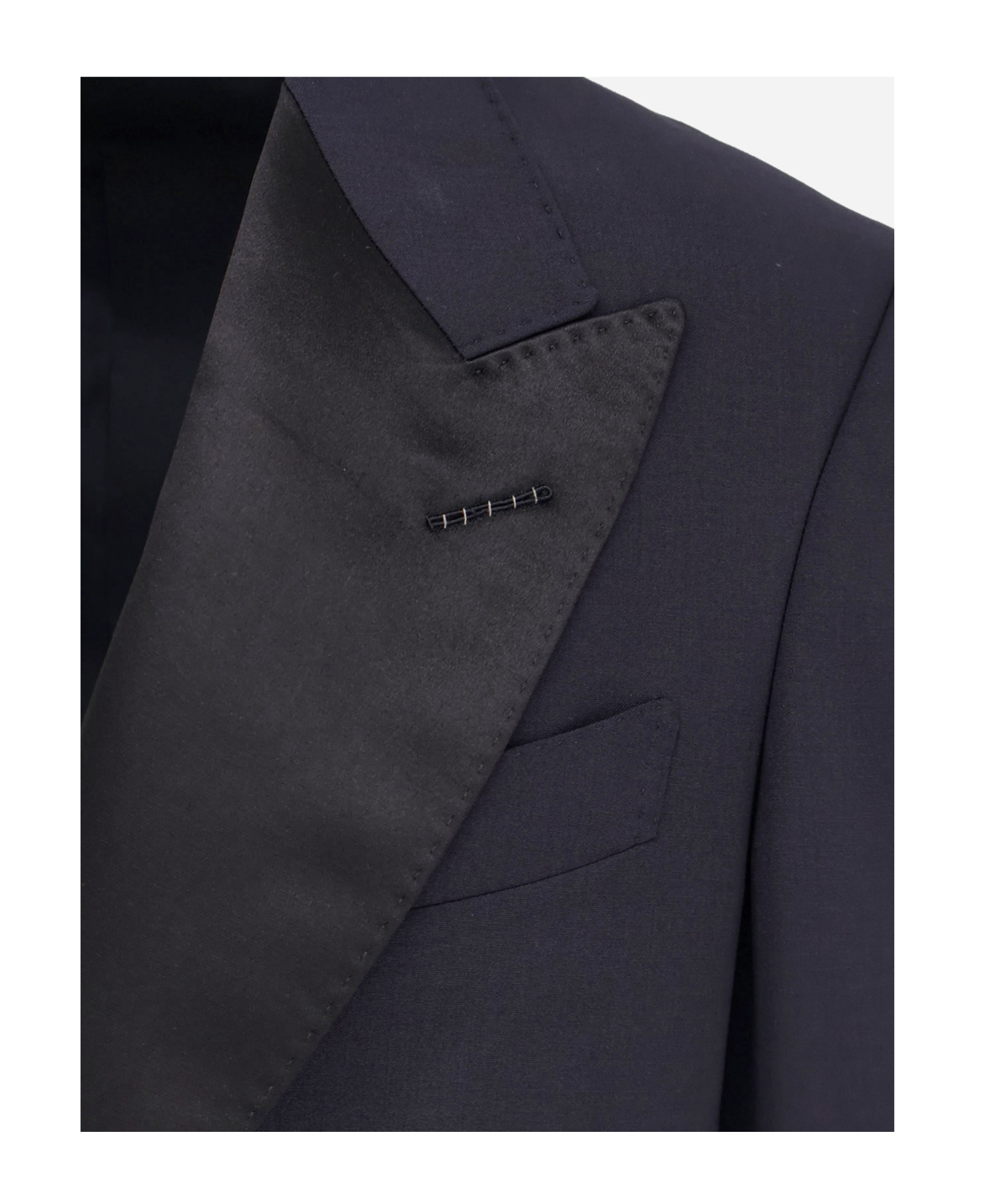 Tom Ford Wool Tuxedo With Contrasting Profiles In Black