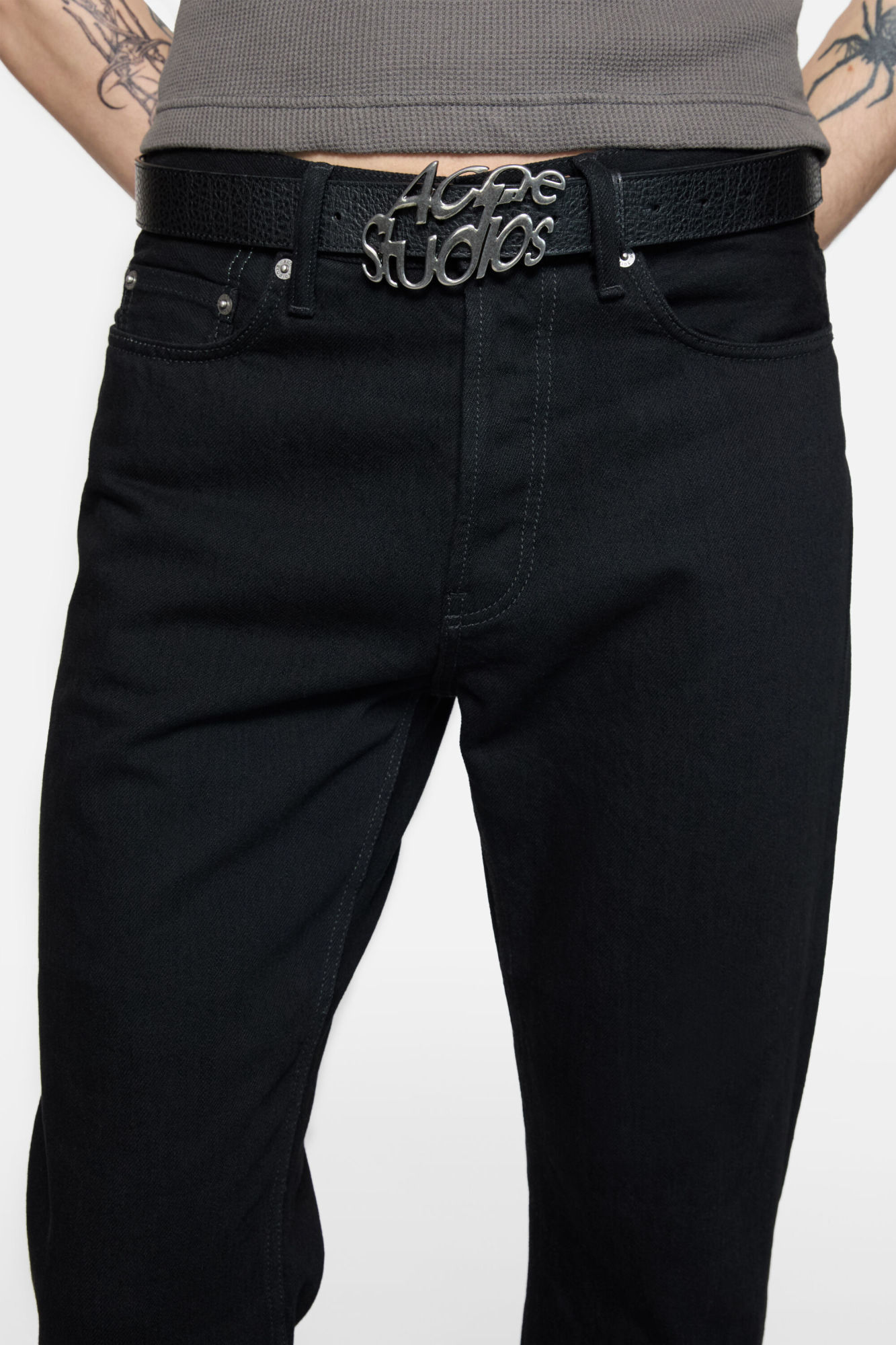Acne Studios Denim Trousers With Belt Loops In Black