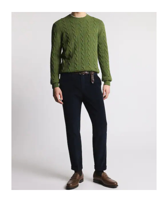 Fay Slim Pants In Velvet In Blue