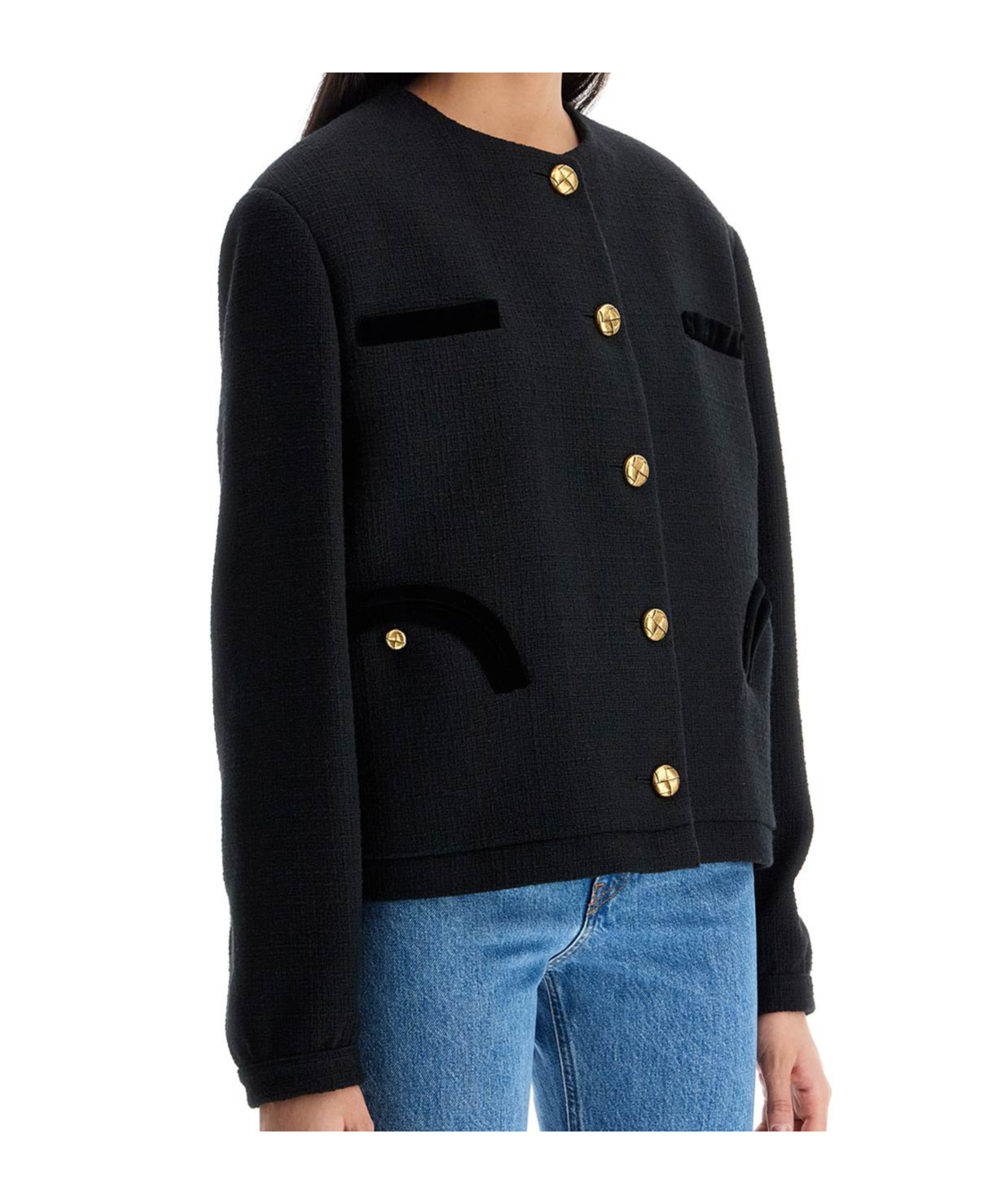 Shop Blazé Milano Cropped Bolero In Black