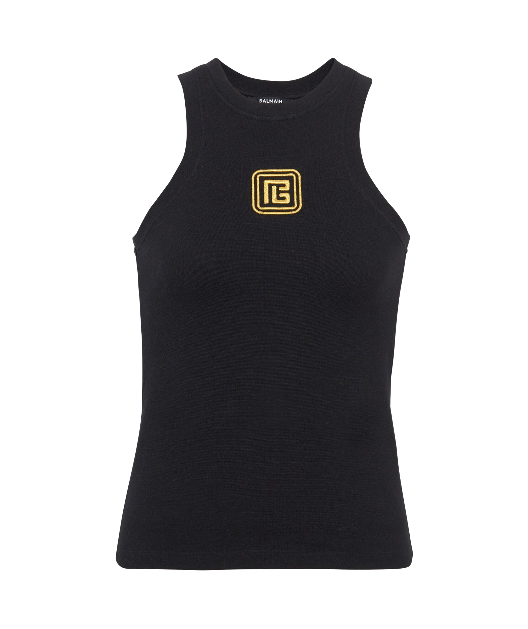 Balmain Sleeveless Top With Pb In Black