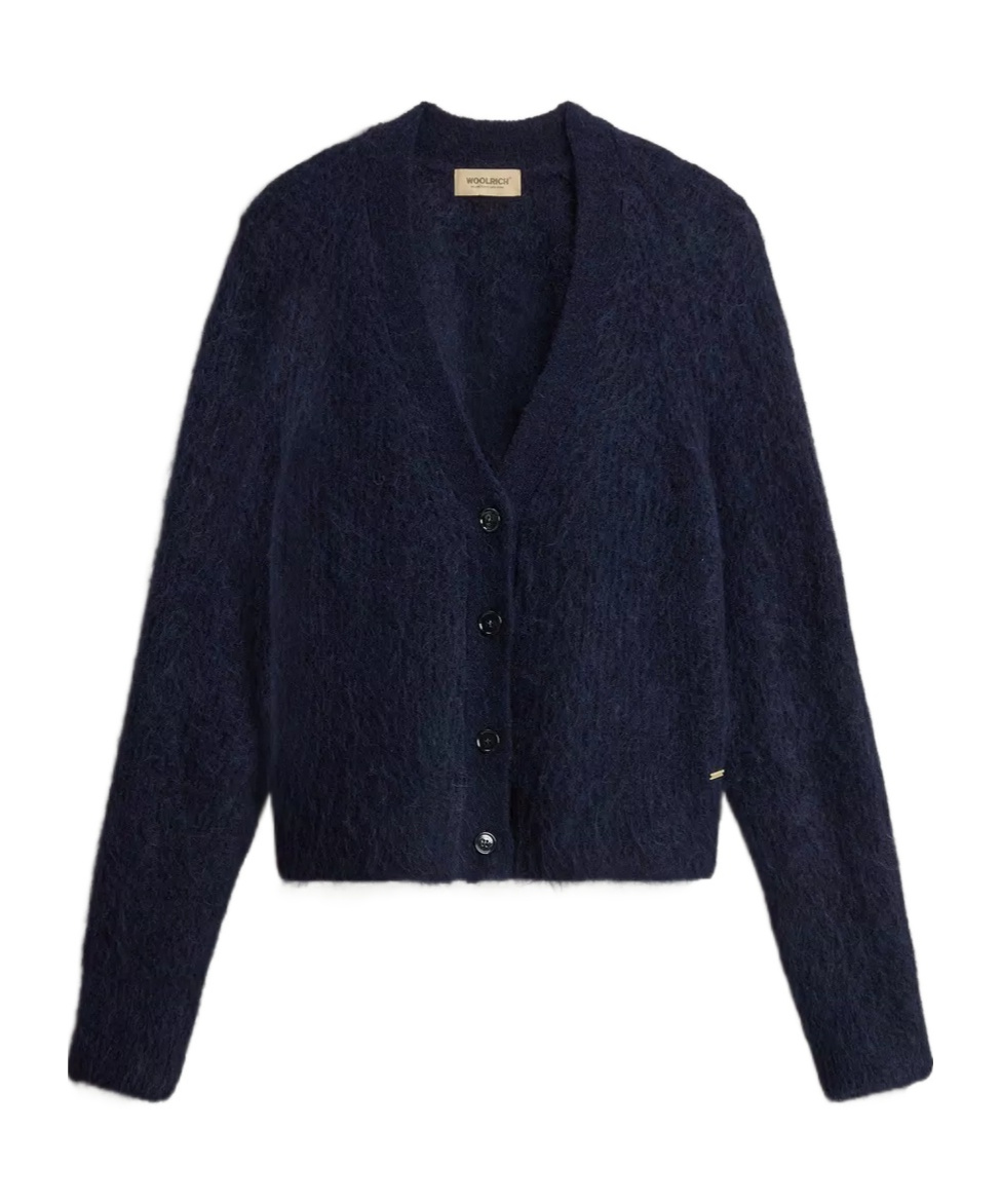 Woolrich V-neck Cardigan In Blue