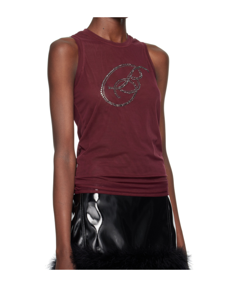 Blumarine Elastic Mesh Vest In Red