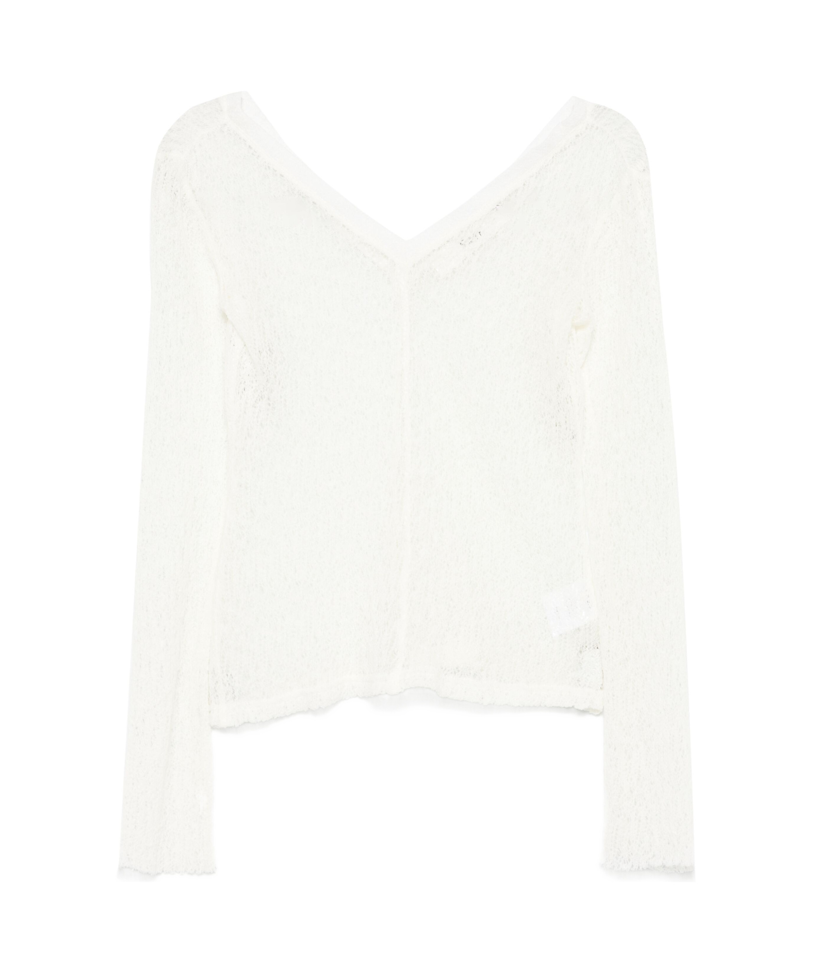 Séfr Maeve Open V-neck Wool Knit In White