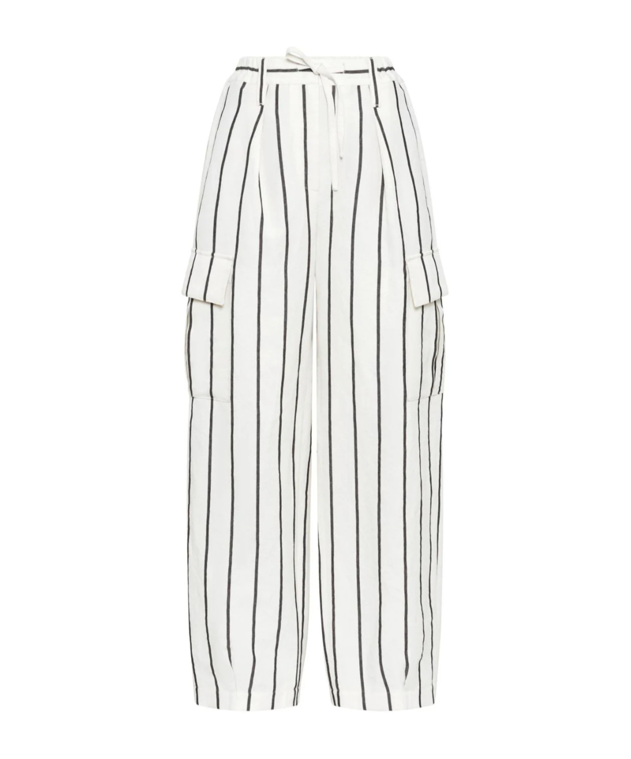 Brunello Cucinelli Striped Tapered Trousers In White