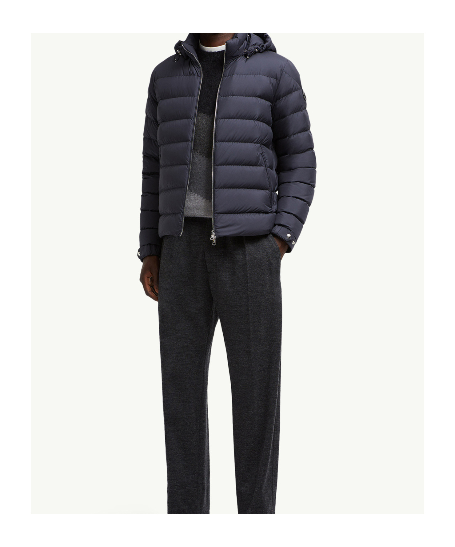 Moncler Montbrocq Hooded Short Down Jacket In Blue