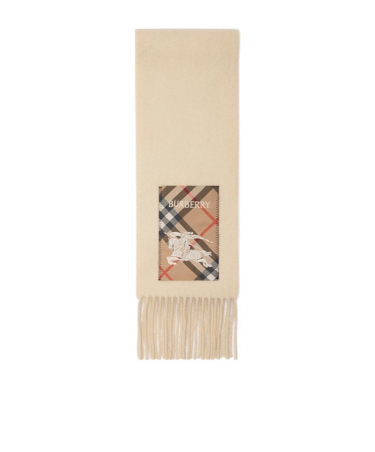 Burberry Cashmere Fringed Scarf In Nude
