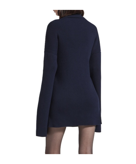 Balenciaga Navy Draped Knit Pinched Mini Dress In Blue