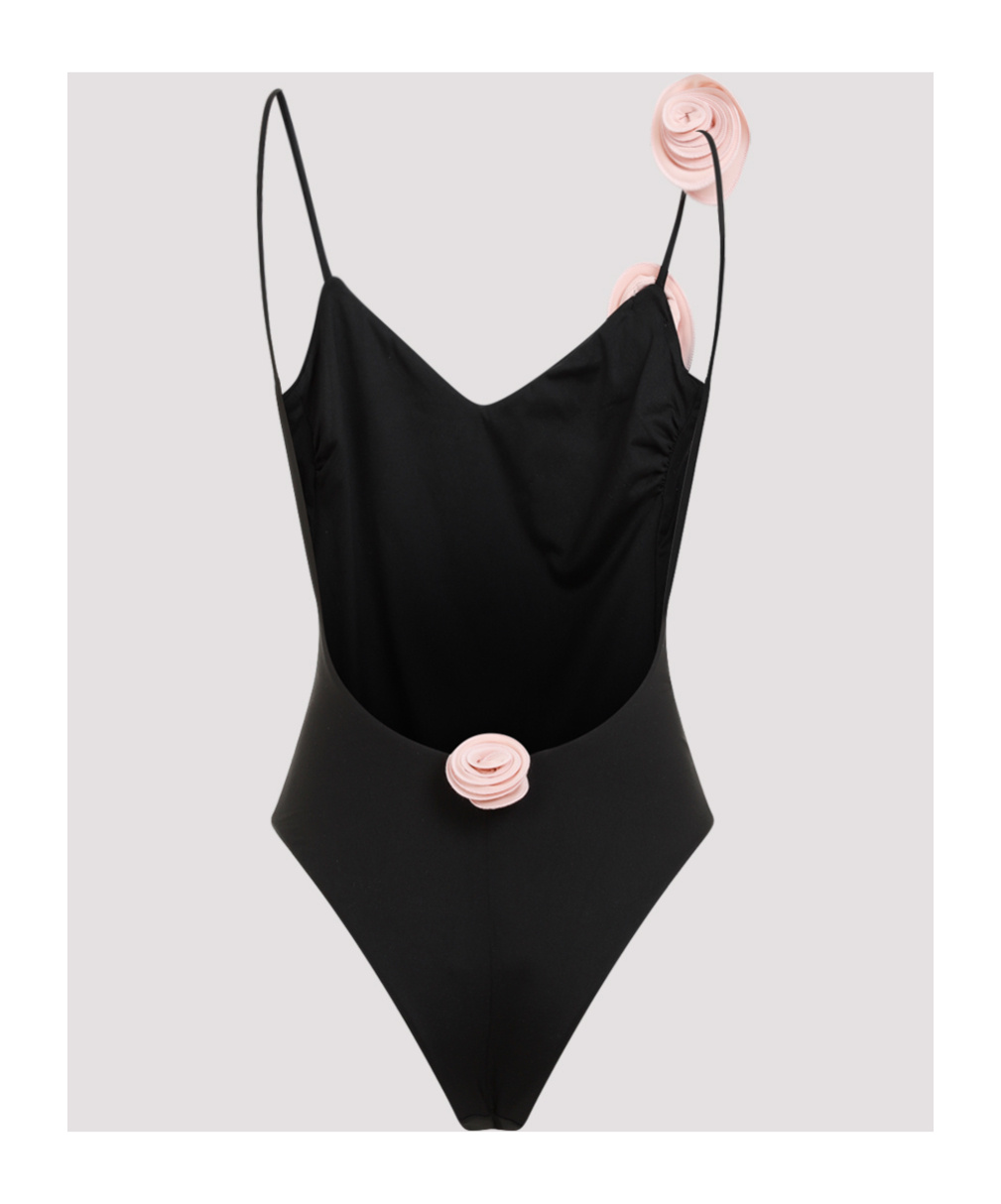 La Reveche Ashar Flower Applique One-piece Swimsuit In Black