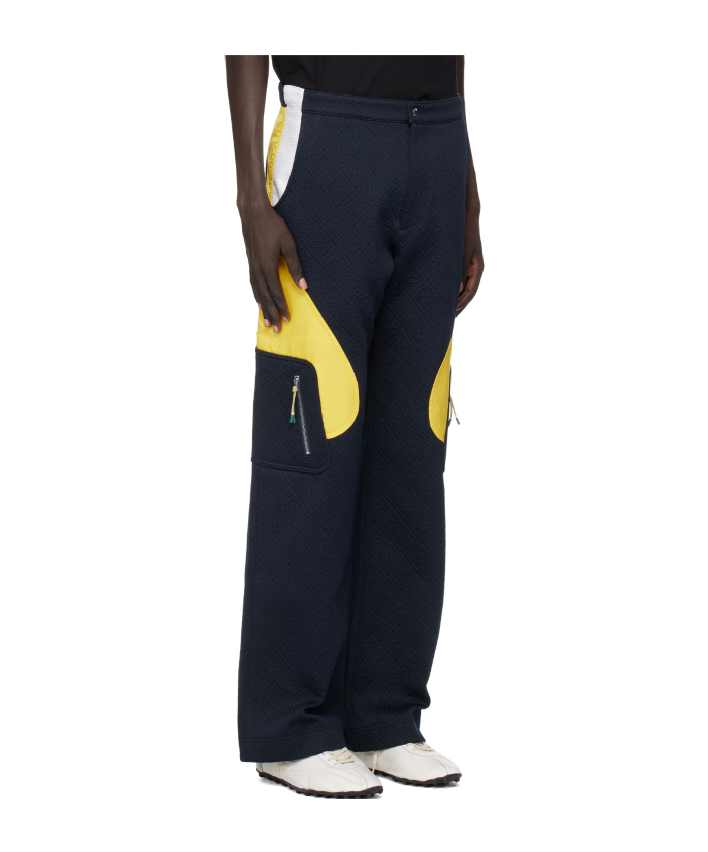 Casablanca Textured Panelled Trousers In Blue