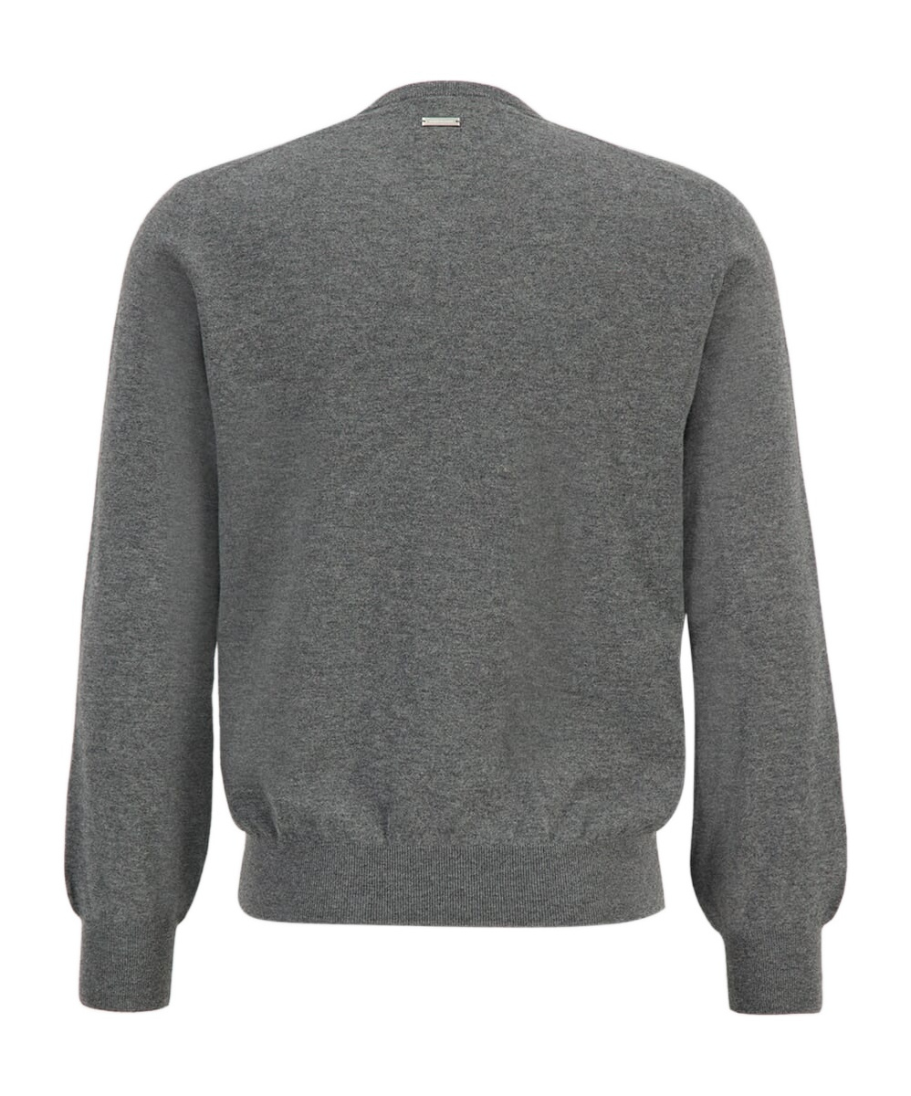 Ferragamo V-neck Wool Sweater In Gray