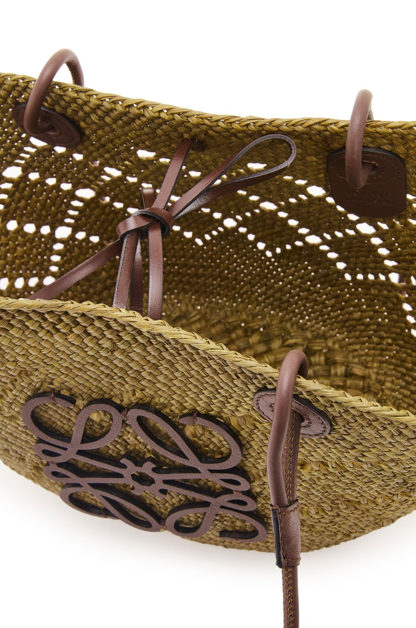 Loewe Small Anagram Basket Iraca Shoulder Bag In Brown