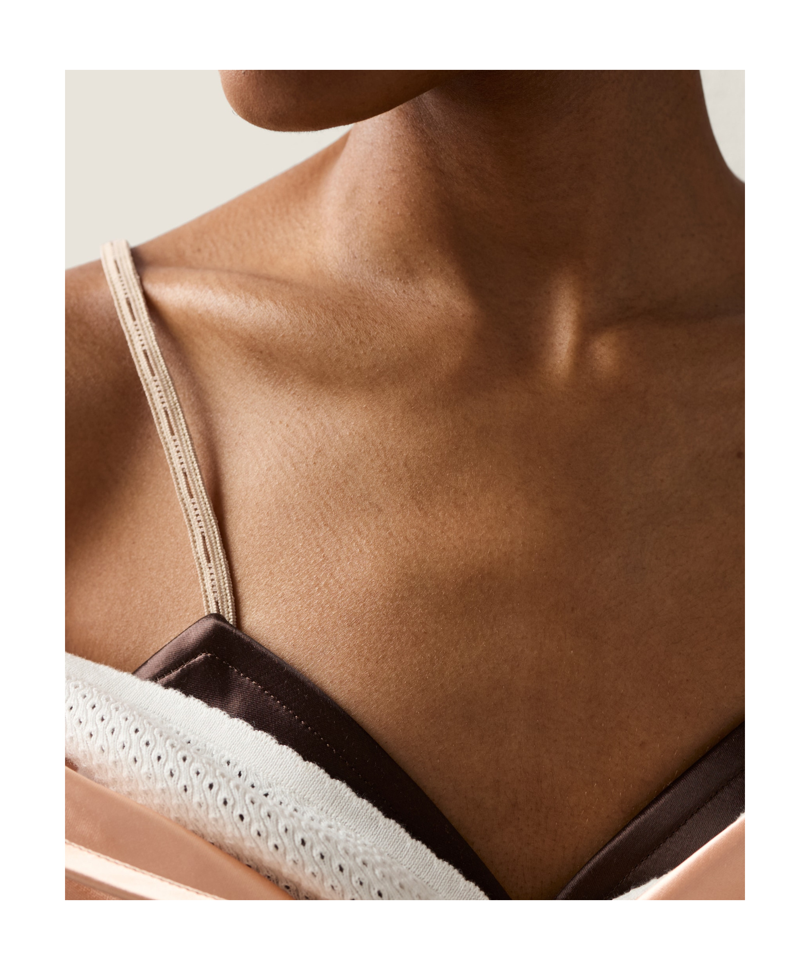 Miu Miu Satin Triangle Bra Adjustable Straps In Brown
