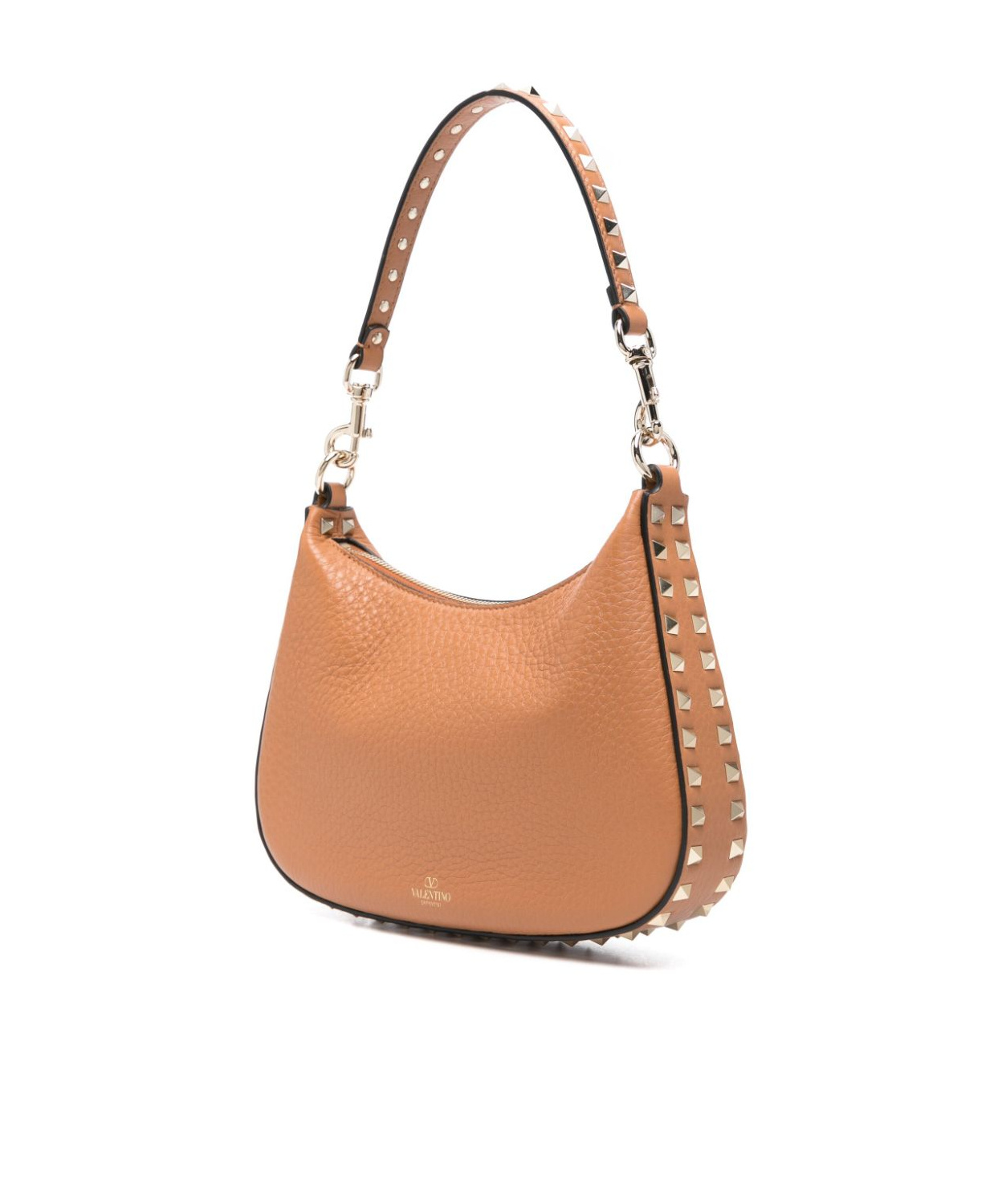 Valentino Brown Rockstud Small Shoulder Bag In Pink
