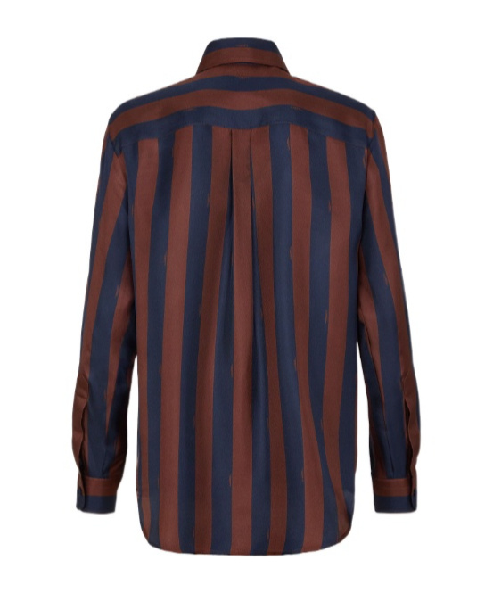 Fendi Striped Silk Shirt In Black