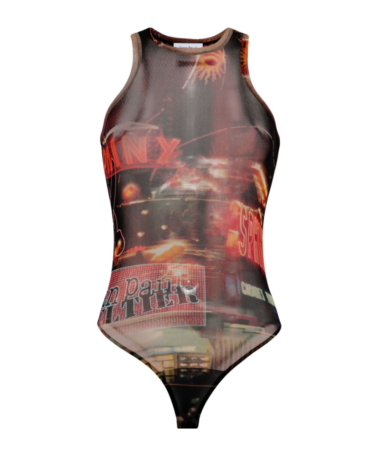 JEAN PAUL GAULTIER PIGALLE-PRINT MESH BODYSUIT 
